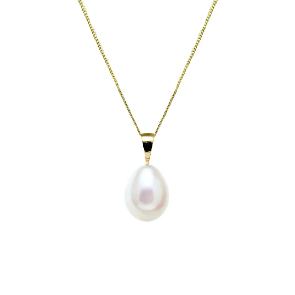 9ct Yellow Gold White Cultured River Pearl 9mm Pendant