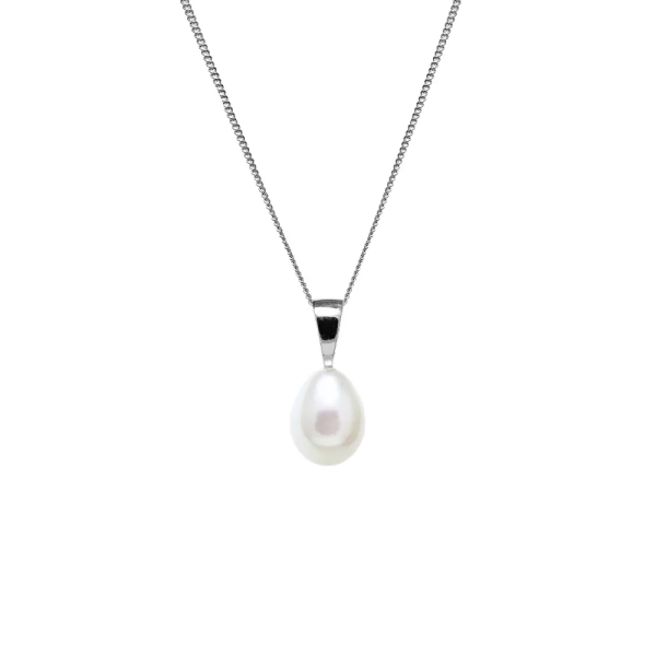 9ct White Gold Cultured River Pearl Pendant 8mm