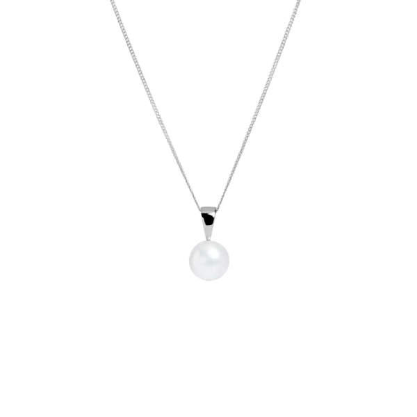 18ct White Gold Cultured Akoya Pearl Pendant 8mm