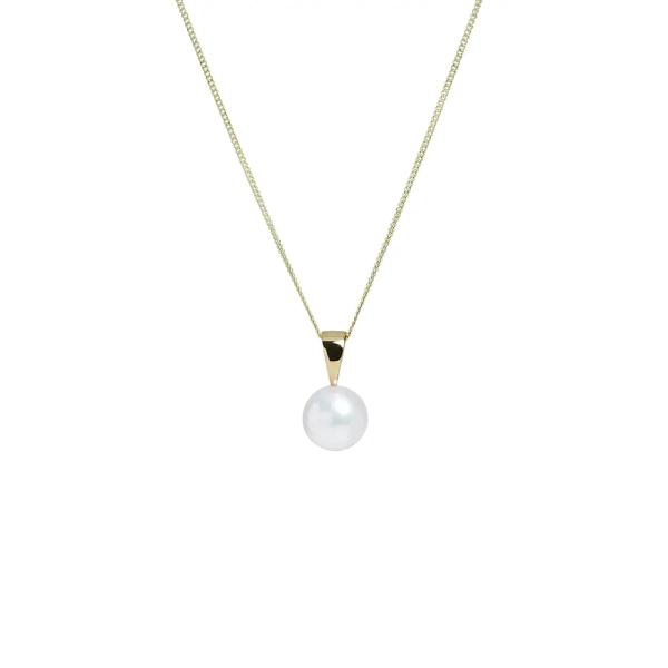 18ct Yellow Gold Cultured Akoya Pearl Pendant 8mm