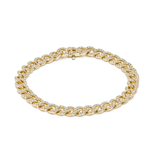 18ct Yellow Gold Brilliant Cut Diamond Link Bracelet