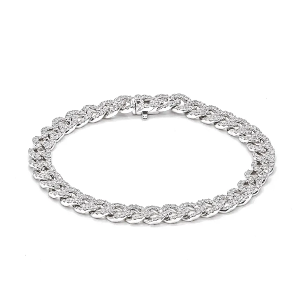 18ct White Gold Brilliant Cut Diamond Link Bracelet 