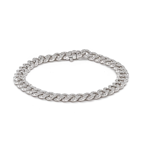 18ct White Gold Brilliant Cut Diamond Link Bracelet 3.52ct