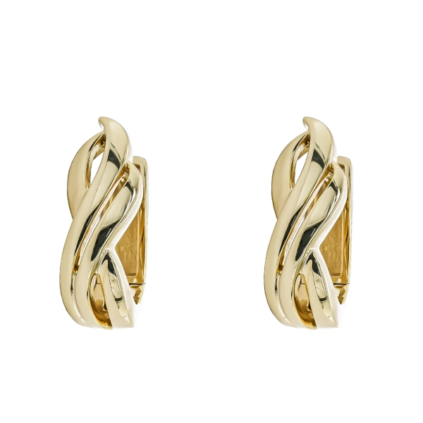 9ct Yellow Gold Two Strand Crossover Hoop Earrings