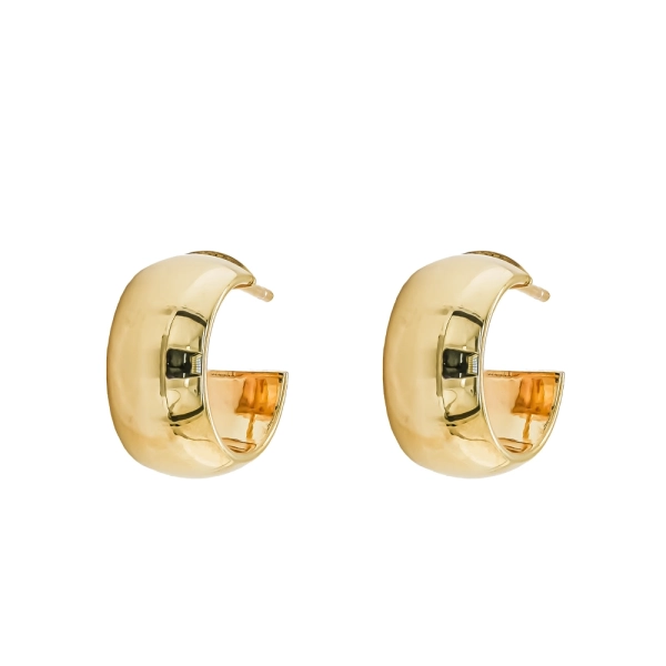 9ct Yellow Gold Plain Polished Wide Band Hoop Earrings