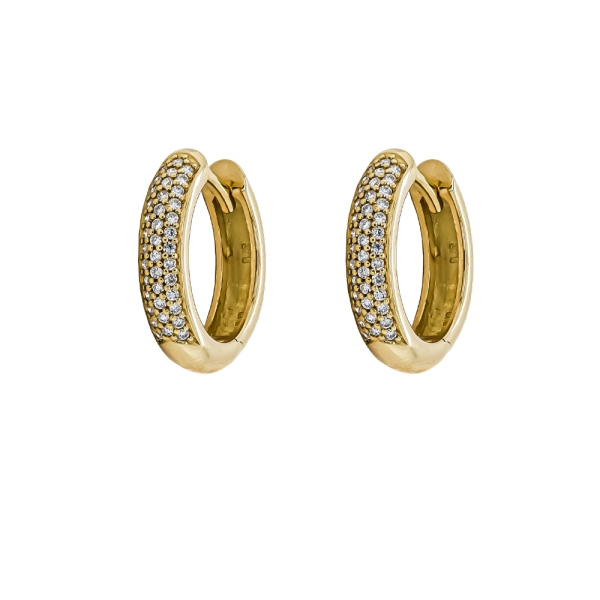 9ct Yellow Gold Brilliant Cut Pave Diamond Hoop Earrings .25cts