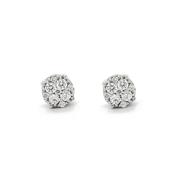 9ct White Gold 0.25ct Diamond Cluster Stud Earrings