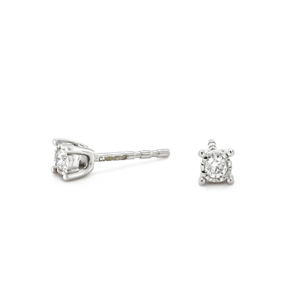 9ct White Gold Brilliant Cut Diamond Illusion Set Stud Earrings