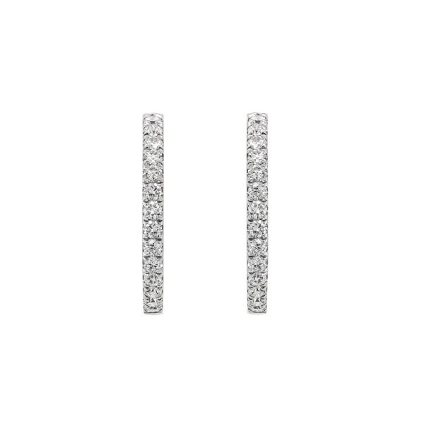 18ct White Gold 44 Brilliant Cut Diamond Hoop Earrings 1.65cts