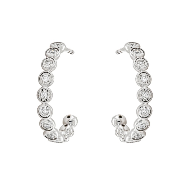 9ct White Gold Diamond Illusion Hoop Earrings .24cts