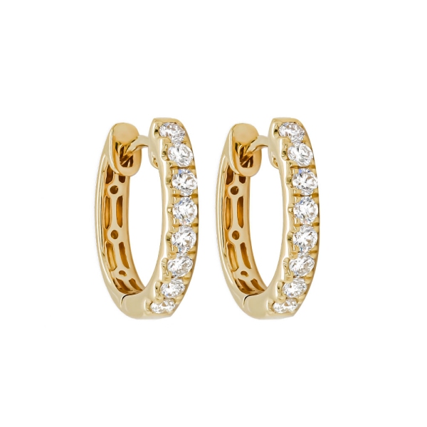 18ct Yellow Gold Brilliant Cut Diamonds Claw Set Hoop Earrings .47cts