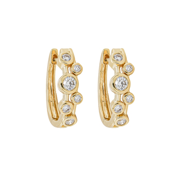 18ct Yellow Gold Bubble Design Diamond Hoop Earrings .44cts