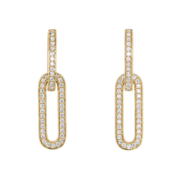 18ct Yellow Gold Long Oval Loop Diamond Earrings .32cts