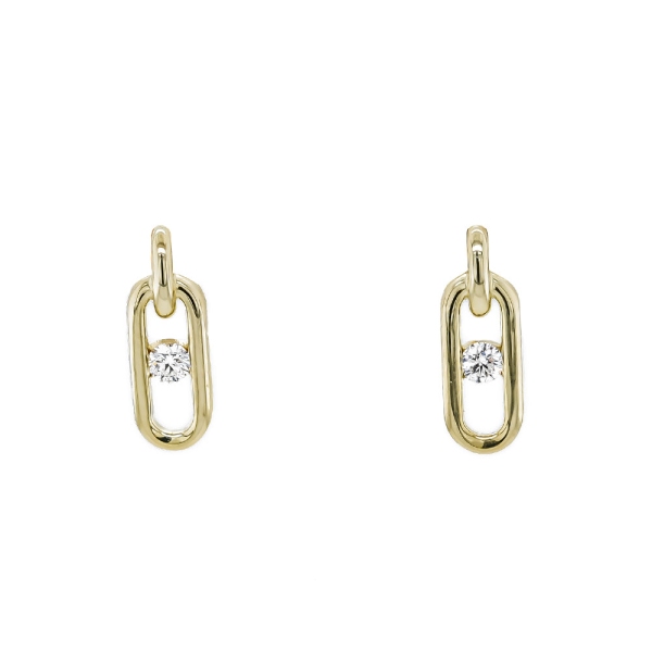 9ct Yellow Gold Diamond Open Loop Dropper Earrings