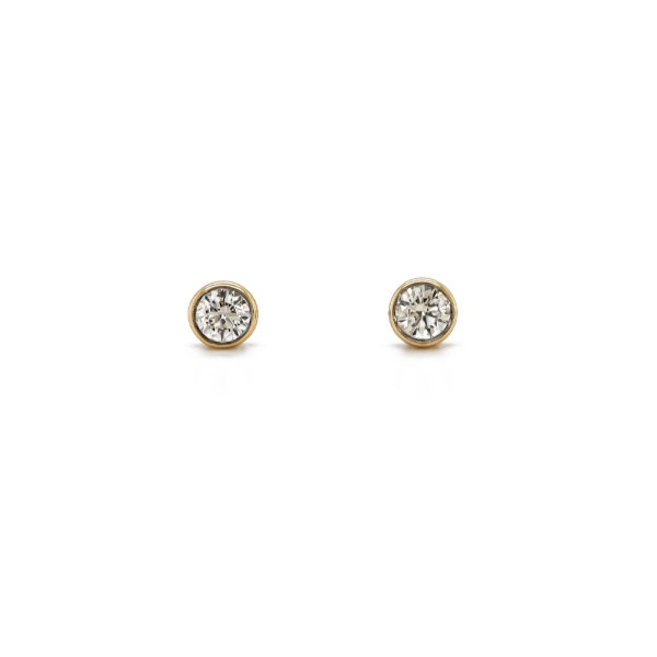9ct Yellow Gold Brilliant Cut Diamond Rub Set Stud Earrings  0.20ct