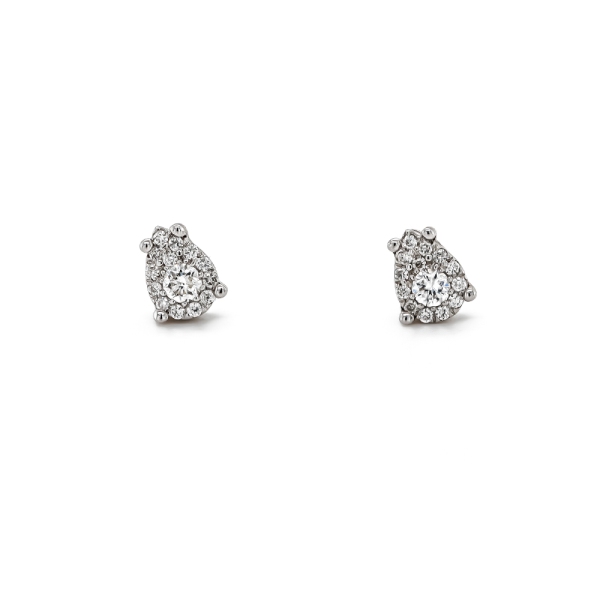9ct White Gold Pear Shaped Diamond Cluster Stud Earrings .16cts