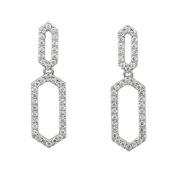 18ct White Gold Brilliant Cut Diamond Loop Drop Earrings