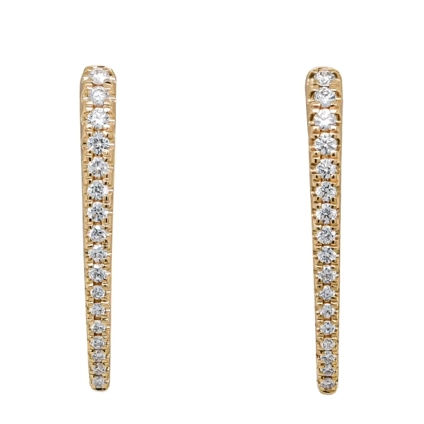 18ct Yellow Gold Brilliant Cut Diamond V Shape Hoop Earrings