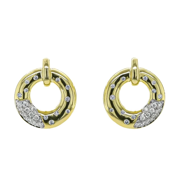 9ct Yellow Gold Open Circle Diamond Stud Earrings