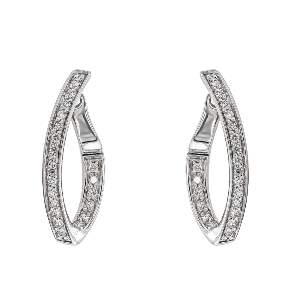9ct White Gold Twist Diamond Set Hoop Earrings