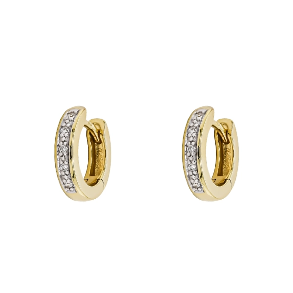 9ct Yellow Gold Diamond Set Small Hoop Earrings