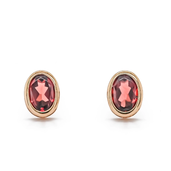 18ct Rose Gold Garnet Stud Earrings