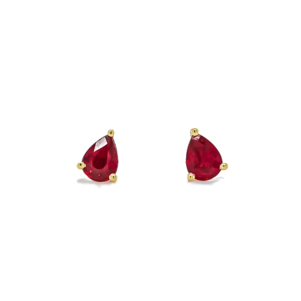 18ct Yellow Gold Pear Shaped Ruby Stud Earrings .31ct