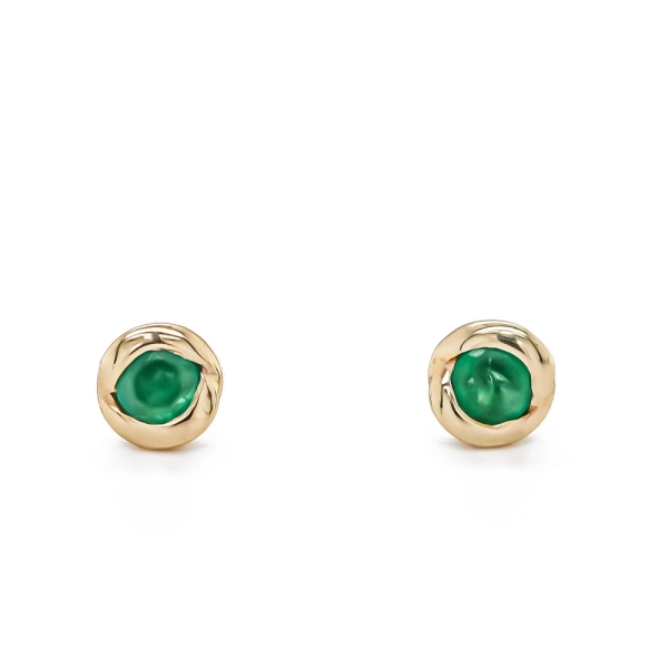 9ct Yellow Gold Brilliant Cut 0.38ct Emerald Stud Earrings