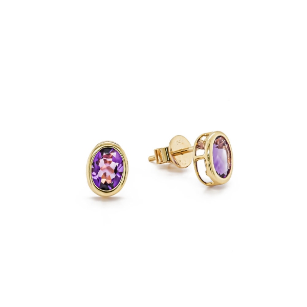 18ct Yellow Gold Oval Amethyst Stud Earrings 1.43cts