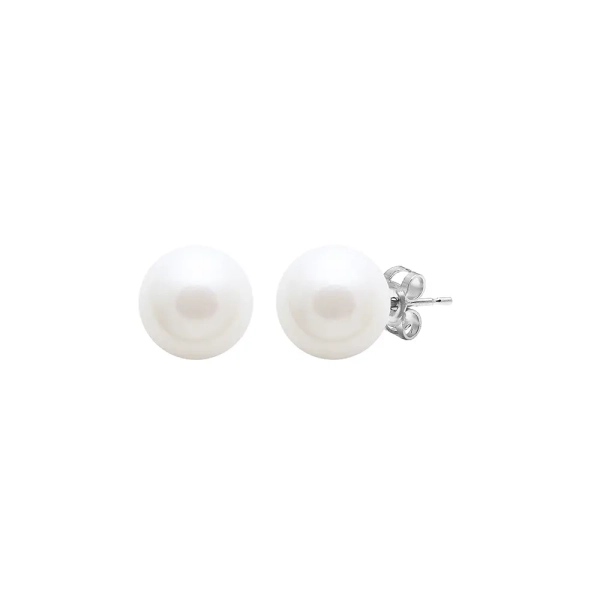 9ct White Gold Culture River Pearl Stud Earrings 8mm