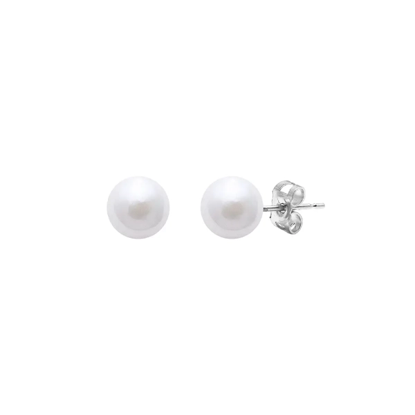 18ct White Gold Cultured Akoya Pearl Stud Earrings