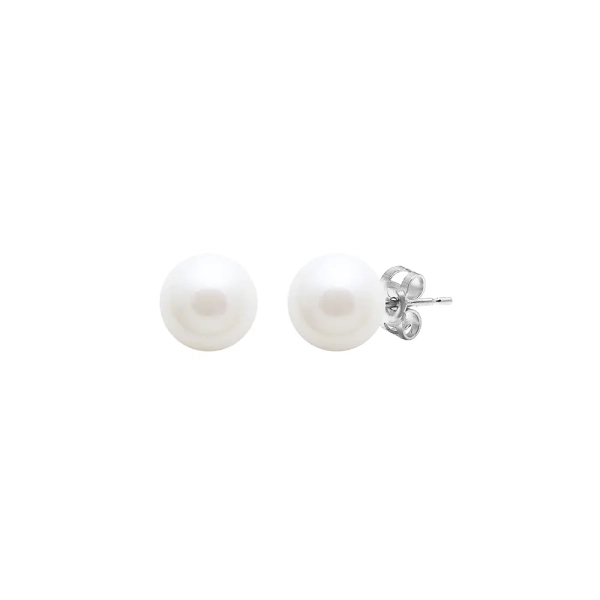 9ct White Gold Cultured River Pearl Stud Earrings