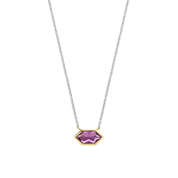 Ti Sento Silver & Gold Plate Amethyst Pendant with Chain 34041PU/42