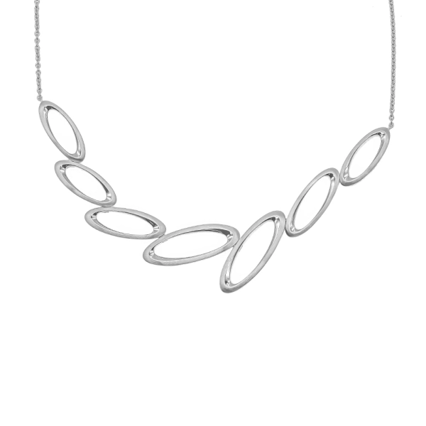 Silver Satin Finished Large Open Oval Loop Necklace
