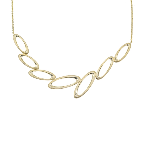 Silver & Yellow Gold Plated Satin Finished Large Oval Link Necklace