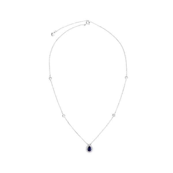 Carat Emile Silver White Gold Plated Lab Grown Sapphire Necklace CN925W-EMIL-SA