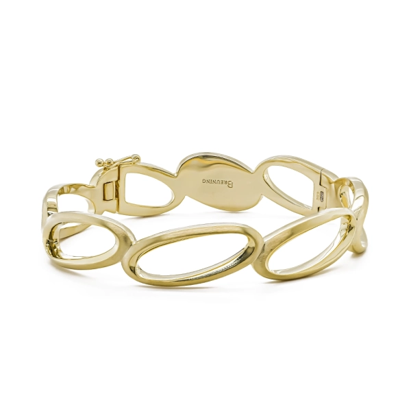 Silver & Yellow Gold Plated Satin Open Oval Link Bangle