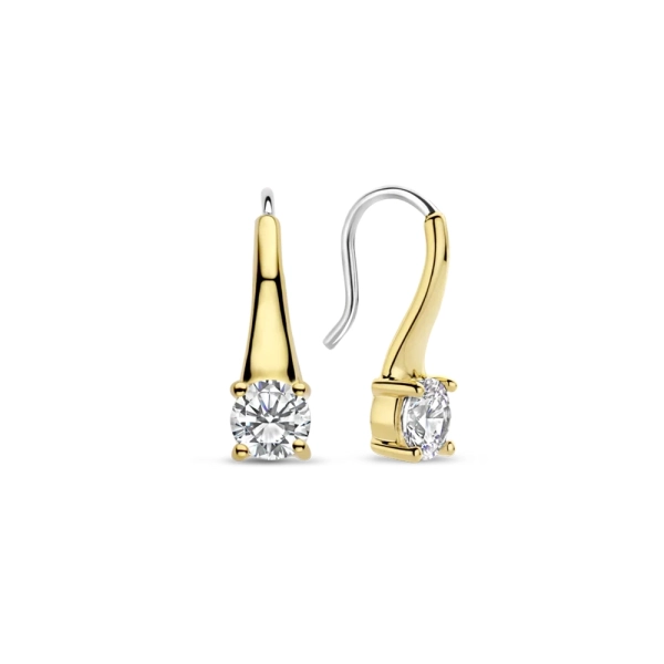 Ti Sento Silver Gold Plated Brilliant Cut Cubic Zirconia Drop Hook Earrings 7947ZY