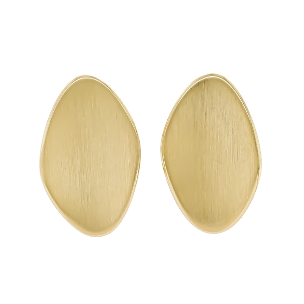 Silver & Yellow Gold Plate Satin & Polished Pebble Shaped Earrings