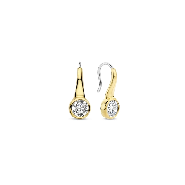 Ti Sento Silver/Gold Plated White CZ Dropper Earrings 7951ZY