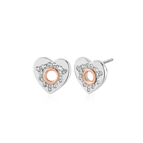 Clogau Silver & 9ct Rose Gold Cariad Topaz Sparkle Stud Earrings