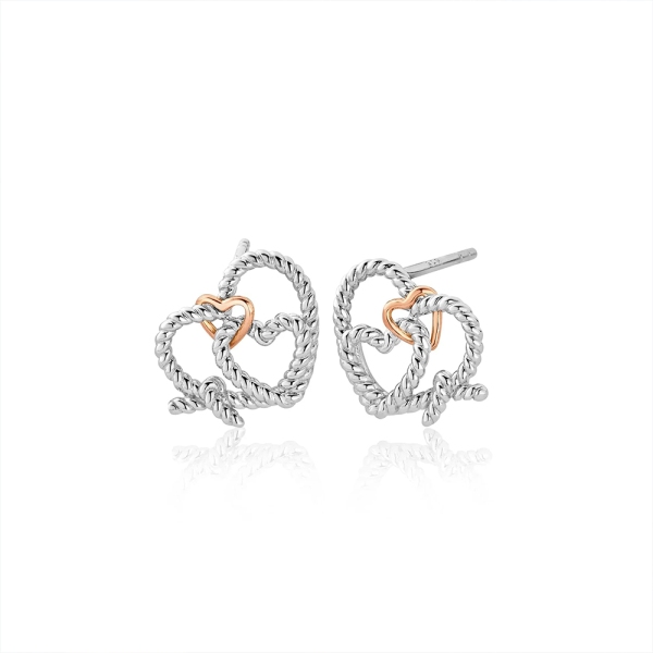 Clogau Silver & 9ct Rose Gold Bound Forever Stud Earrings