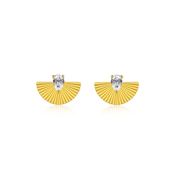 Carat Silver and Gold Plated Celene Fan Stud Earrings CE925Y-CELE