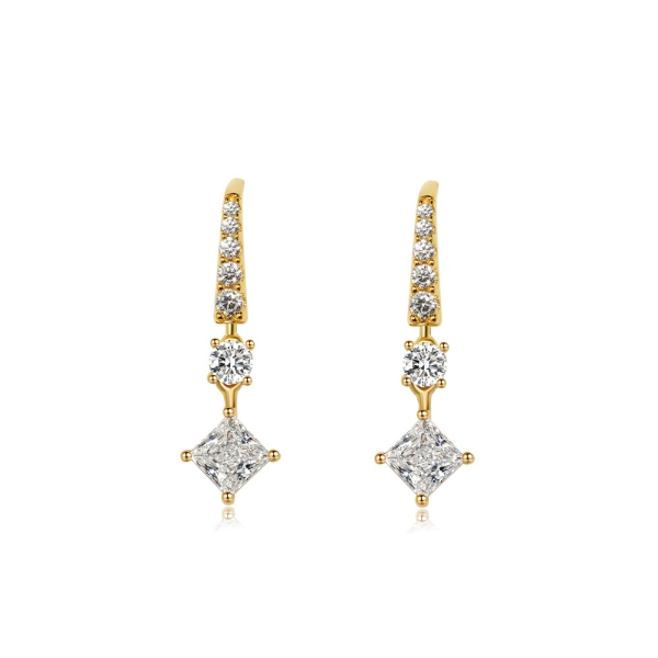 Carat Silver and Gold Plated Thea Drop earrings CE925Y-THEA-SQ