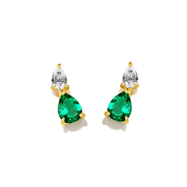 Carat Silver and Gold Plated Arabella Green Drop Earrings CE925Y-ARAB-EM