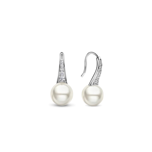 Ti Sento Silver Pearl & Cubic Zirconia Drop Earrings 7938PW