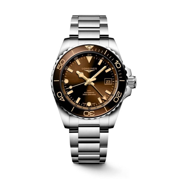 LONGINES Hydroconquest GMT Automatic Brown Dial Bracelet Watch L3.790.4.66.6