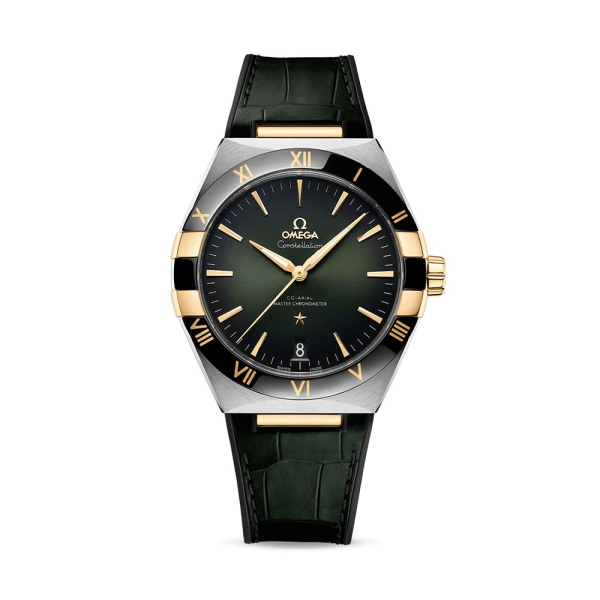 OMEGA Constellation Steel and Yellow Gold 41mm Green Dial Green Strap Watch 13123412110001