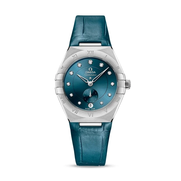 OMEGA Constellation Steel 34mm Blue Diamond Strap Watch 13113342053001