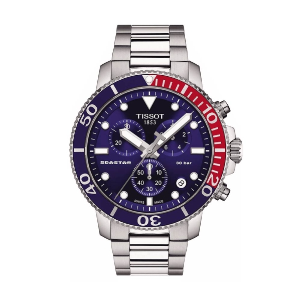 Tissot Seastar Chrono Blue 45.50mm Bracelet Watch T1204171104103